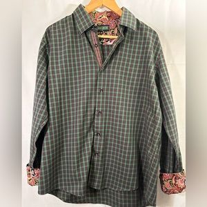 Inserch Icon Plaid Flip Cuff Jacquard Cotton Shirt Size XL